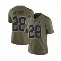 Mens Oakland Raiders 28 Josh Jacobs Limited Olive 2017 Salute to Service Football Jersey