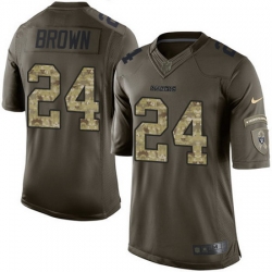 Nike Raiders #24 Willie Brown Green Mens Stitched NFL Limited Salute to Service Jersey