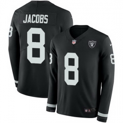 Nike Raiders 8 Josh Jacobs Black Team Color Men Stitched NFL Limited Therma Long Sleeve Jersey