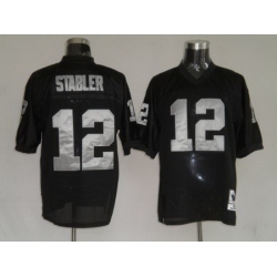 Oakland Raiders 12 Ken Stabler Black throwback Jerseys