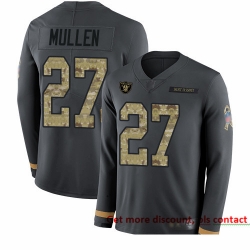 Raiders 27 Trayvon Mullen Anthracite Salute to Service Men Stitched Football Limited Therma Long Sleeve Jersey