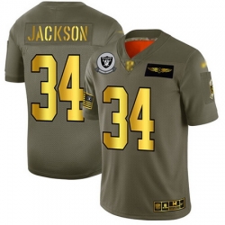 Raiders 34 Bo Jackson Camo Gold Men Stitched Football Limited 2019 Salute To Service Jersey