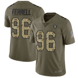 Raiders 96 Clelin Ferrell Olive Camo Men Stitched Football Limited 2017 Salute To Service Jersey