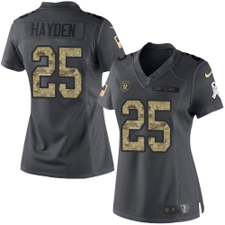 Nike Raiders #25 D J Hayden Black Womens Stitched NFL Limited 2016 Salute to Service Jersey