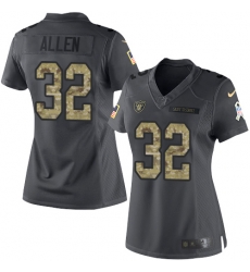 Nike Raiders #32 Marcus Allen Black Womens Stitched NFL Limited 2016 Salute to Service Jersey