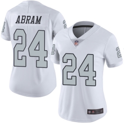 Raiders 24 Johnathan Abram White Women Stitched Football Limited Rush Jersey