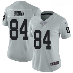 Raiders #84 Antonio Brown Silver Women Stitched Football Limited Inverted Legend Jersey