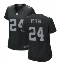 Women Las Vegas Raiders 24 Marcus Peters Black Stitched Jersey  Run Small