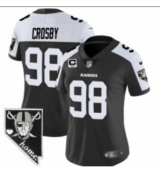 Women Las Vegas Raiders 98 Maxx Crosby Black White 2024 F U S E 2 Star C Patch Stitched Football Jersey