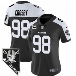 Women Las Vegas Raiders 98 Maxx Crosby Black White 2024 F U S E 2 Star C Patch Stitched Football Jersey