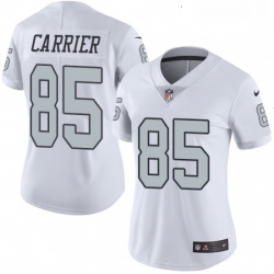 Women Nike Oakland Raiders 85 Derek Carrier Limited White Rush Vapor Untouchable NFL Jersey