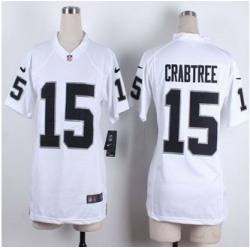 Women Nike Raiders #15 Michael Crabtree White Stitched NFL Elite Jersey