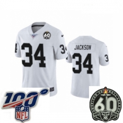 Women Oakland Raiders #34 Bo Jackson White 60th Anniversary Vapor Untouchable Limited Player 100th Season Football Jersey