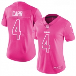 Womens Nike Oakland Raiders 4 Derek Carr Limited Pink Rush Fashion NFL Jersey