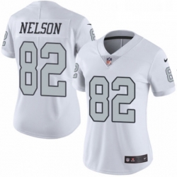 Womens Nike Oakland Raiders 82 Jordy Nelson Limited White Rush Vapor Untouchable NFL Jersey