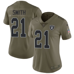 Womens Nike Raiders #21 Sean Smith Olive  Stitched NFL Limited 2017 Salute to Service Jersey