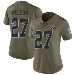 Womens Nike Raiders #27 Reggie Nelson Olive  Stitched NFL Limited 2017 Salute to Service Jersey