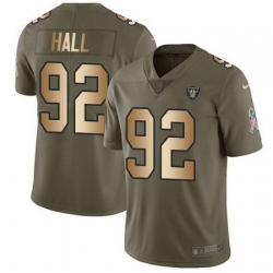 Nike Raiders #92 P J Hall Olive Gold Youth Stitched NFL Limited 2017 Salute to Service Jersey