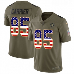 Youth Nike Oakland Raiders 85 Derek Carrier Limited Olive USA Flag 2017 Salute to Service NFL Jersey