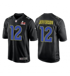 Men Los Angeles Rams 12 Van Jefferson 2022 Black Super Bowl LVI Game Stitched Jersey