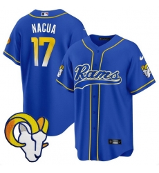 Men Los Angeles Rams  17 Davante Adams Royal Stitched Baseball Jersey