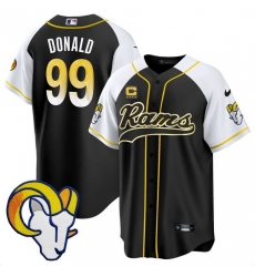 Men Los Angeles Rams  99 Aaron Donald Black Alternate With 4 Star C Patch Stitched Baseball Jersey