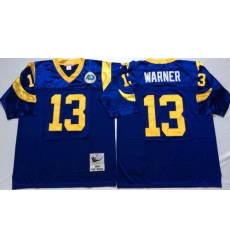 Mitchell And Ness Rams #13 kurt warner Blue Throwback Stitched NFL Jersey