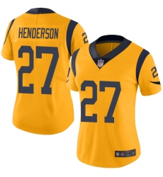 Rams 27 Darrell Henderson Gold Women Stitched Football Limited Rush Jersey