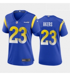 Women Nike Rams 23 Cam Akers Roayl Blue Vapor Limtited Jersey