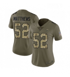 Womens Los Angeles Rams 52 Clay Matthews Limited Olive Camo 2017 Salute to Service Football Jersey