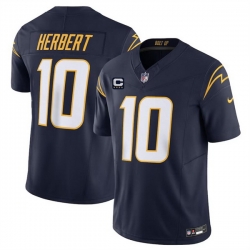 Men Los Angeles Chargers 10 Justin Herbert Navy 2024 F U S E  With 4 Star C Patch Vapor Untouchable Limited Stitched Jersey