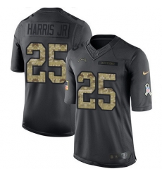 Nike Chargers 25 Chris Harris Jr Black Men Stitched NFL Limited 2016 Salute to Service Jersey