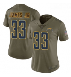 Chargers #33 Derwin James Jr Olive Women Stitched Football Limited 2017 Salute to Service Jersey