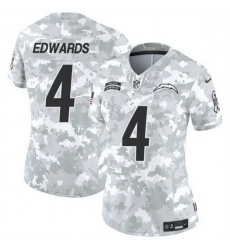 Women Los Angeles Chargers 4 Gus Edwards 2024 F U S E Arctic Camo Salute To Service Limited Stitched Football Jersey