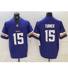 Men Minnesota Vikings 15 Dallas Turner Blue 2024 Draft Vapor Untouchable Limited Stitched Jersey