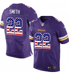 Mens Nike Minnesota Vikings 22 Harrison Smith Elite Purple Home USA Flag Fashion NFL Jersey