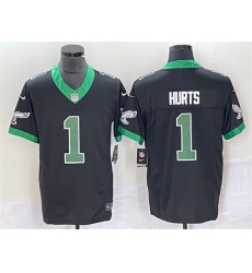 Men Philadelphia Eagles 1 Jalen Hurts Black 2023 F U S E  Vapor Untouchable Stitched Football Jersey