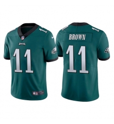 Men Philadelphia Eagles 11 A  J  Brown Green Vapor Untouchable Limited Stitched Jersey