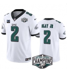 Men Philadelphia Eagles 2 Darius Slay JR White 2024 NFC Est Champions With 3 Star C Patch F U S E  Vapor Untouchable Limited Stitched Football Jersey