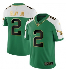 Men Philadelphia Eagles 2 Darius Slay Jr Kelly Green Alternate Gold Stitched Football Jersey Men Philadelphia Eagles 2 Darius Slay Jr Kelly Green Alternate Gold Stitched Football Jersey