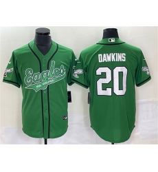 Men Philadelphia Eagles 20 Brian Dawkins Green Cool Base Stitched Baseball Jersey