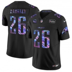 Men Philadelphia Eagles 26 Saquon Barkley Black 2024 F U S E With 4 Star C Patch 2024 Crucial Catch Limited Stitched Football Jersey