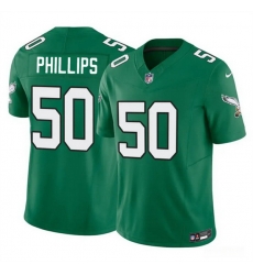 Men Philadelphia Eagles 50 Jaelan Phillips Kelly Green 2025 F U S E  Vapor Untouchable Limited Throwback Stitched Football Jersey