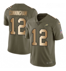 Mens Nike Philadelphia Eagles 12 Randall Cunningham Limited OliveGold 2017 Salute to Service NFL Jersey