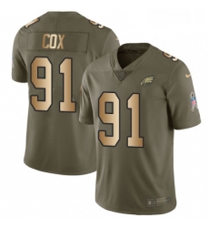 Mens Nike Philadelphia Eagles 91 Fletcher Cox Limited OliveGold 2017 Salute to Service NFL Jersey