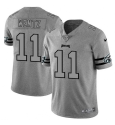 Nike Eagles 11 Carson Wentz 2019 Gray Gridiron Gray Vapor Untouchable Limited Jersey