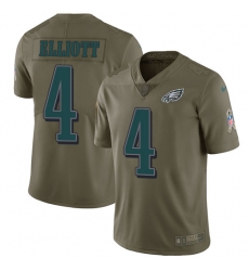 Nike Eagles #4 Jake Elliott Olive Mens Stitched NFL Limited 2017 Salute To Service Jersey