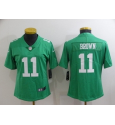 Women Philadelphia Eagles 11 A J  Brown Green Vapor Untouchable Limited Stitched Football Jersey