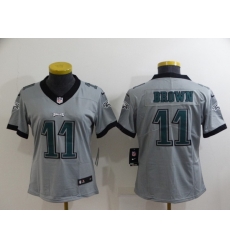 Women Philadelphia Eagles 11 A  J  Brown Grey Vapor Untouchable Limited Stitched Football Jersey