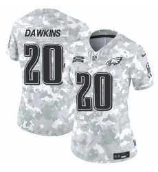 Women Philadelphia Eagles 20 Brian Dawkins 2024 F U S E Arctic Camo Salute To Service Limited Stitched Jersey